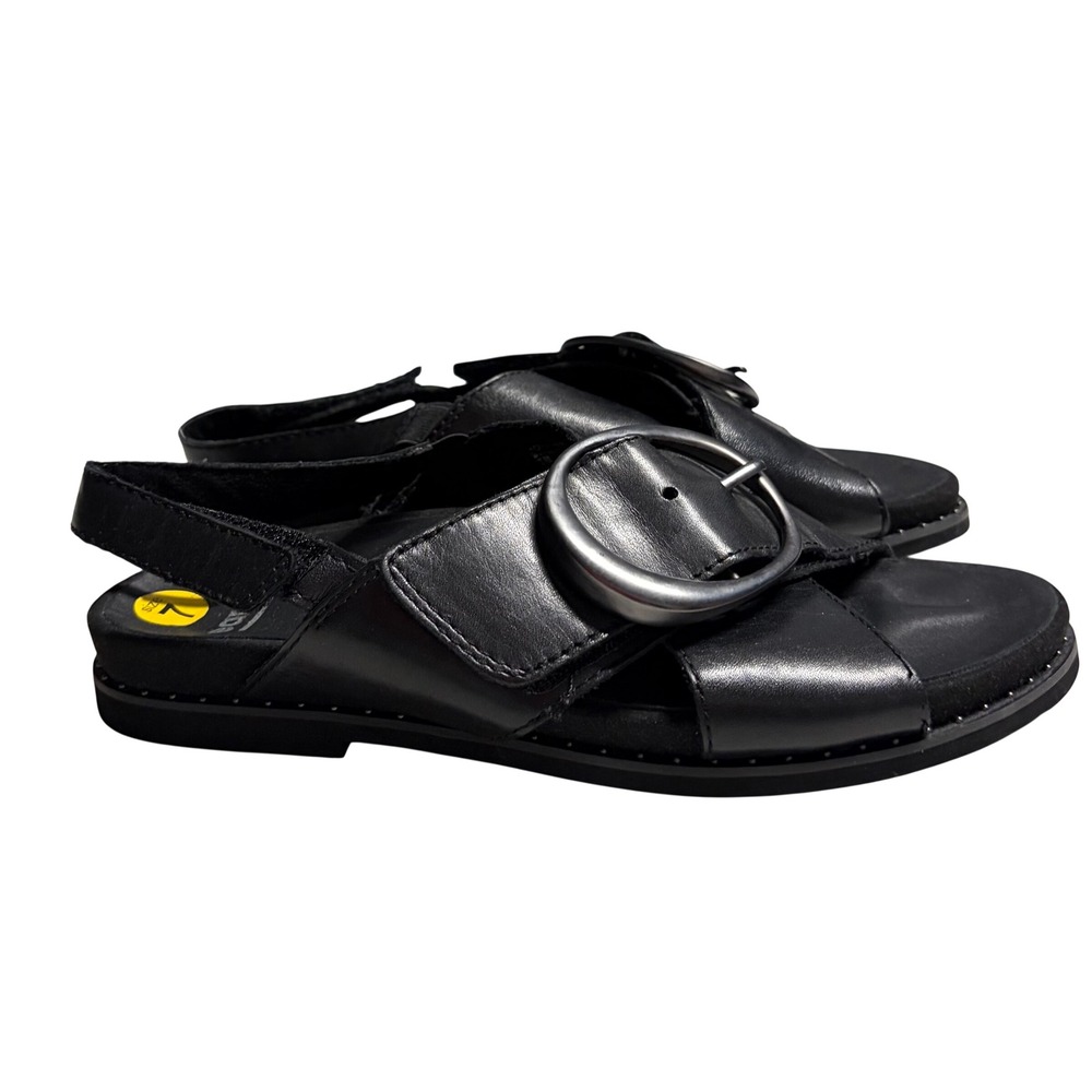 Earth Grove Ambrosia Black Leather Slingback Buckle Sandals Women 7M